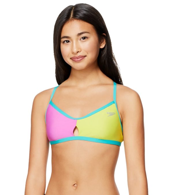 Speedo Women s Color Blocked Keyhole Tie Back Bikini Top Fashion