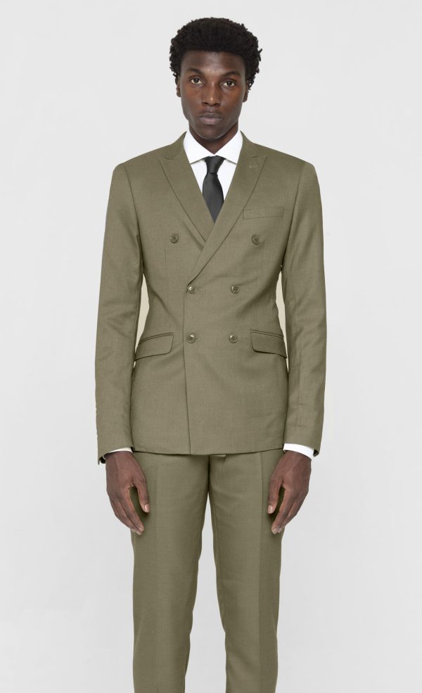 Dusky Green Double Breasted Suit Online Hot Sale - Image 2